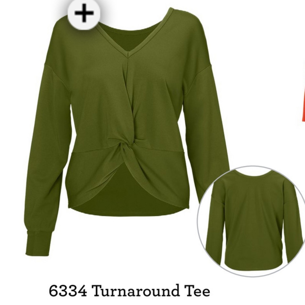 CAbi Style 6334 Turnaround Tee in Avocado Green Size M